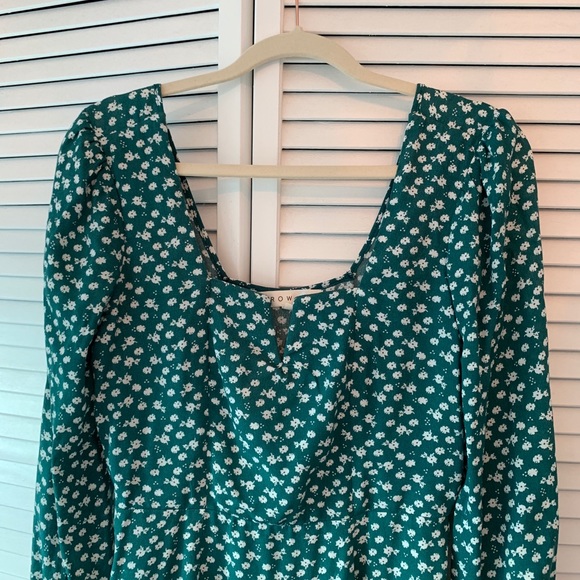 Green Flower printed mini dress - Picture 3 of 4